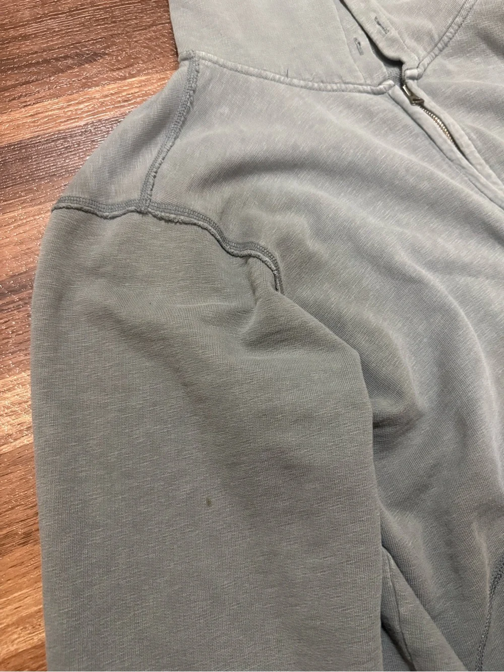 Light Slate Gray Green Full-Zip Hooded Sweatshirt